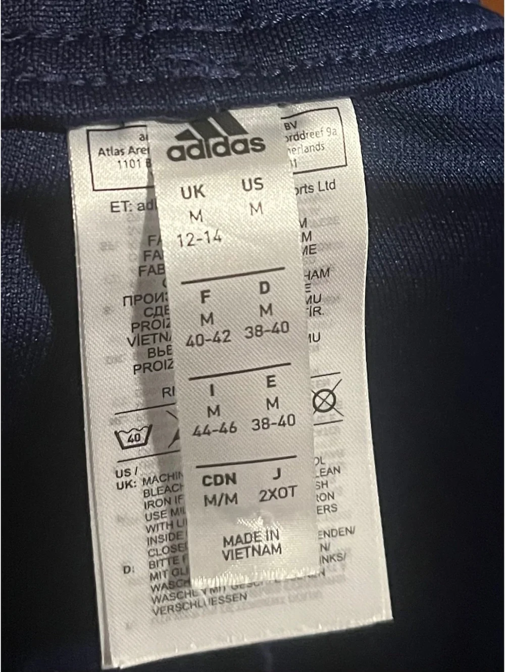 Adidas Men's Navy Blue Track Pants with White Stripes, SizeM